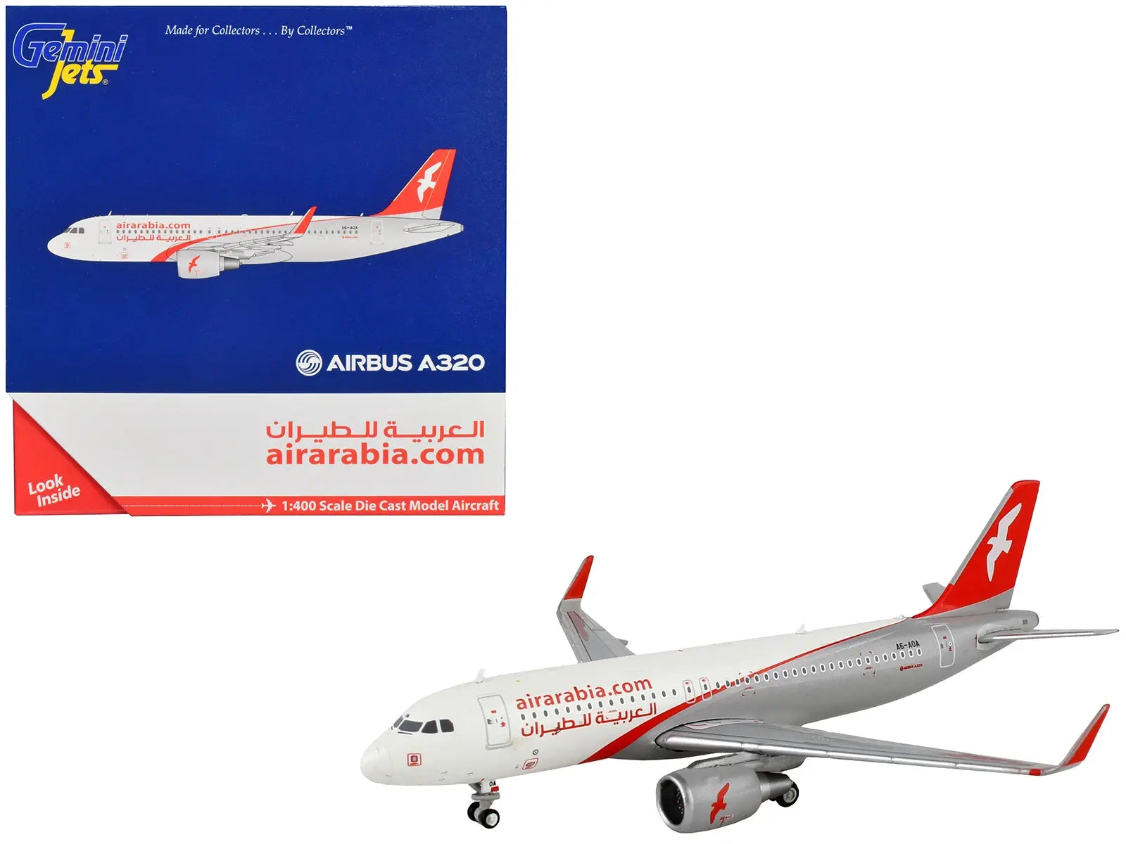 Airbus A320 Commercial Aircraft "Air Arabia" White and Gray with Red Tail 1/400 Diecast Model Airplane by GeminiJets GeminiJets