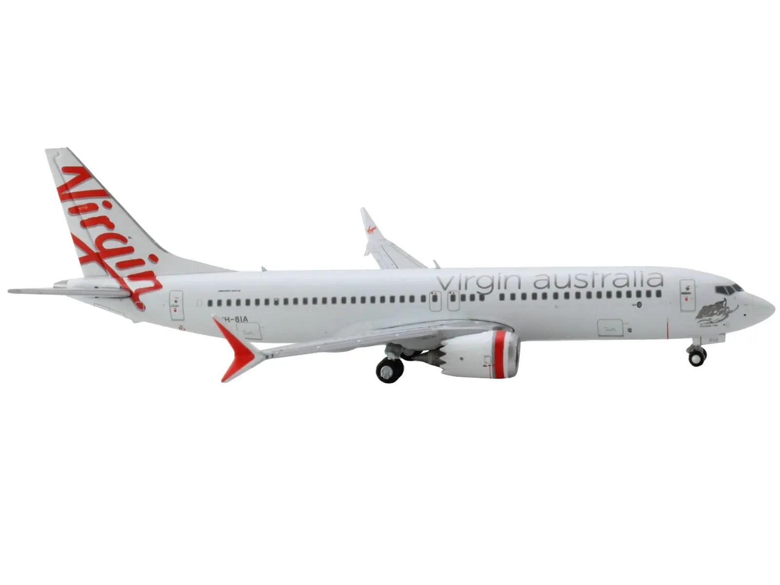 Boeing 737 MAX 8 Commercial Aircraft "Virgin Australia" White with Red Tail Graphics 1/400 Diecast Model Airplane by GeminiJets GeminiJets