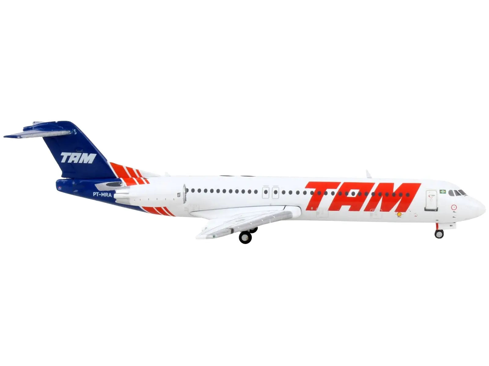 Fokker F100 Commercial Aircraft "TAM Linhas Aereas" White with Blue Tail 1/400 Diecast Model Airplane by GeminiJets GeminiJets