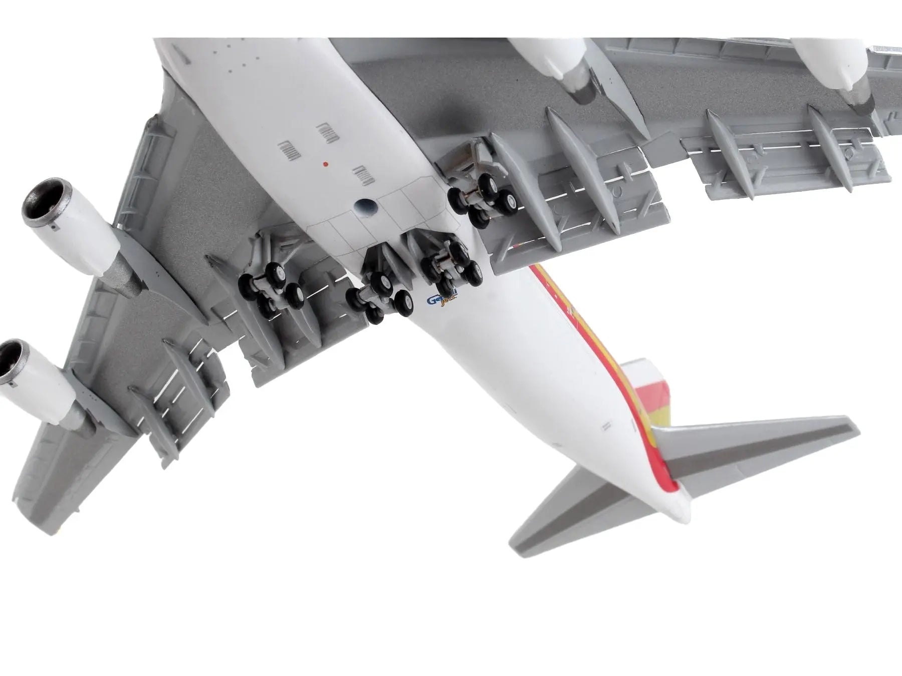 Boeing 747-400F Commercial Aircraft with Flaps Down "Kalitta Air" White with Stripes "Mask" Livery 1/400 Diecast Model Airplane by GeminiJets GeminiJets