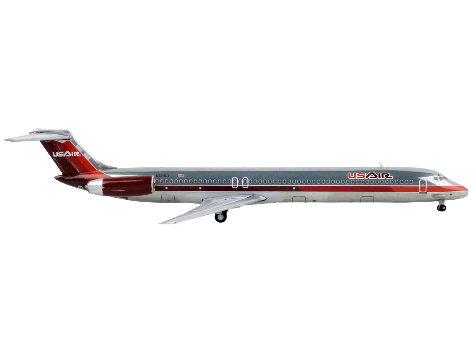 McDonnell Douglas MD-82 Commercial Aircraft "USAir" Silver with Red Tail 1/400 Diecast Model Airplane by GeminiJets GeminiJets