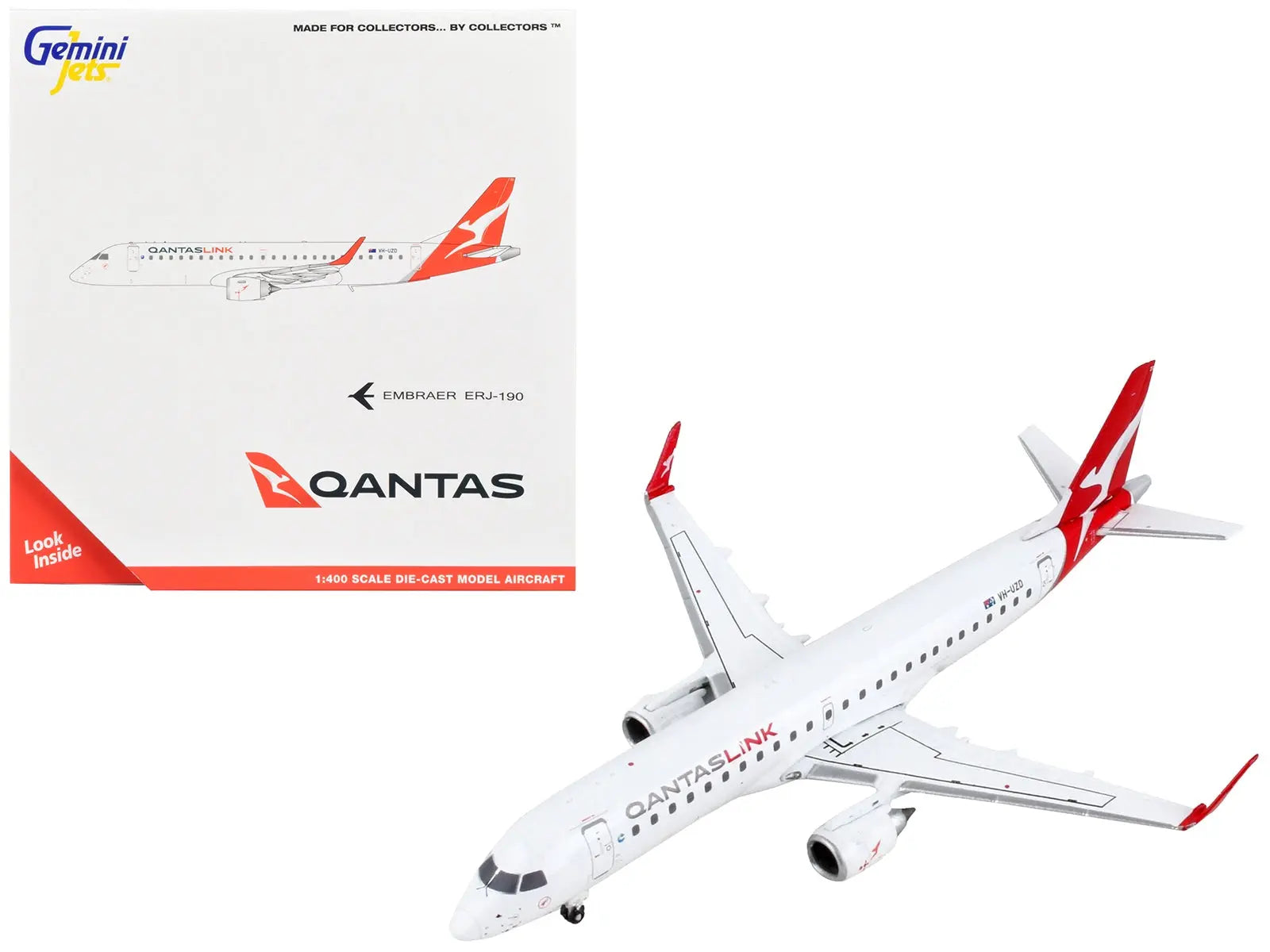 Embraer ERJ-190 Commercial Aircraft "QantasLink" White with Red Tail 1/400 Diecast Model Airplane by GeminiJets GeminiJets