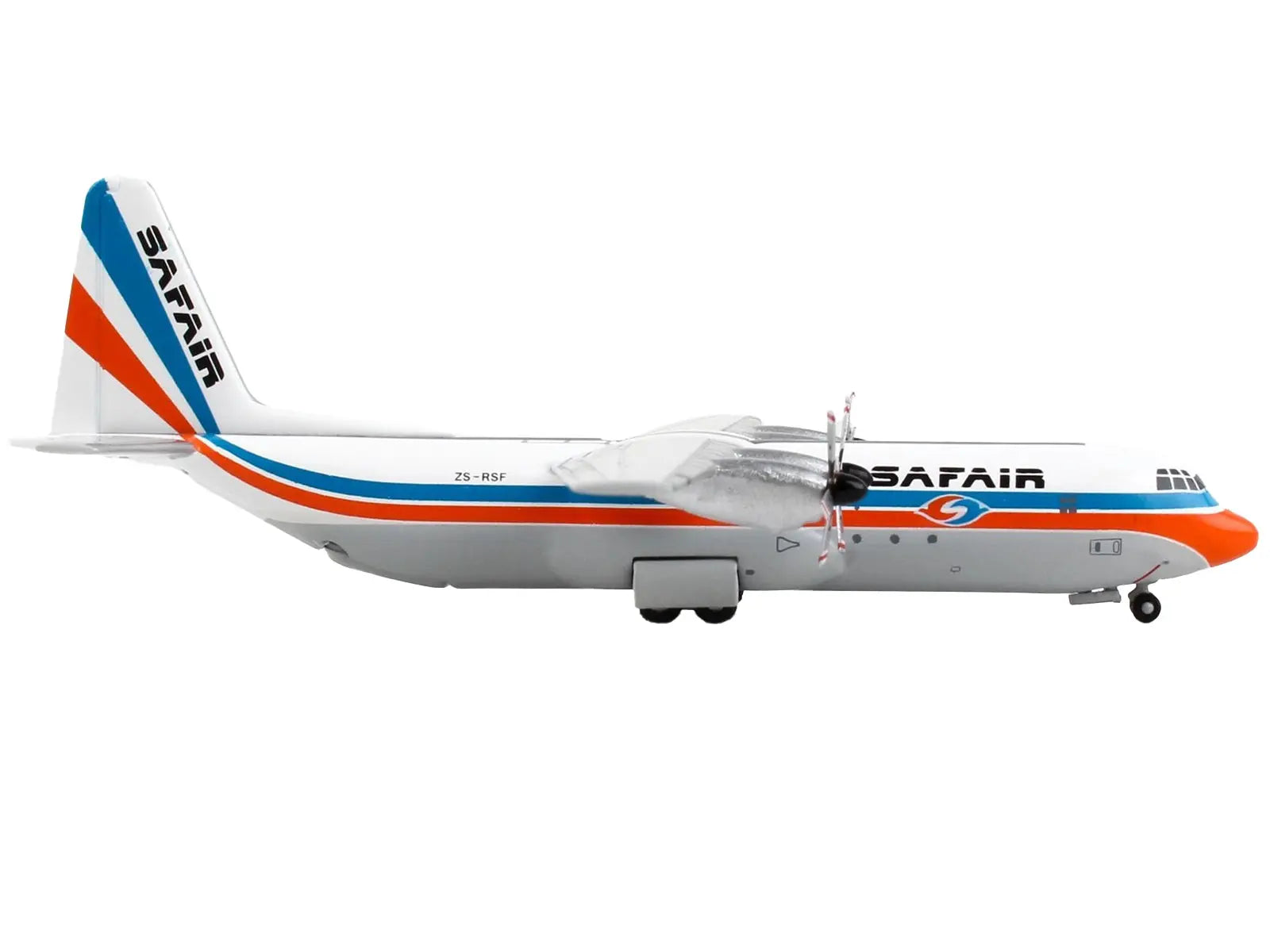 Lockheed L-100-30 Commercial Aircraft "Safair" White with Blue and Orange Stripes 1/400 Diecast Model Airplane by GeminiJets GeminiJets