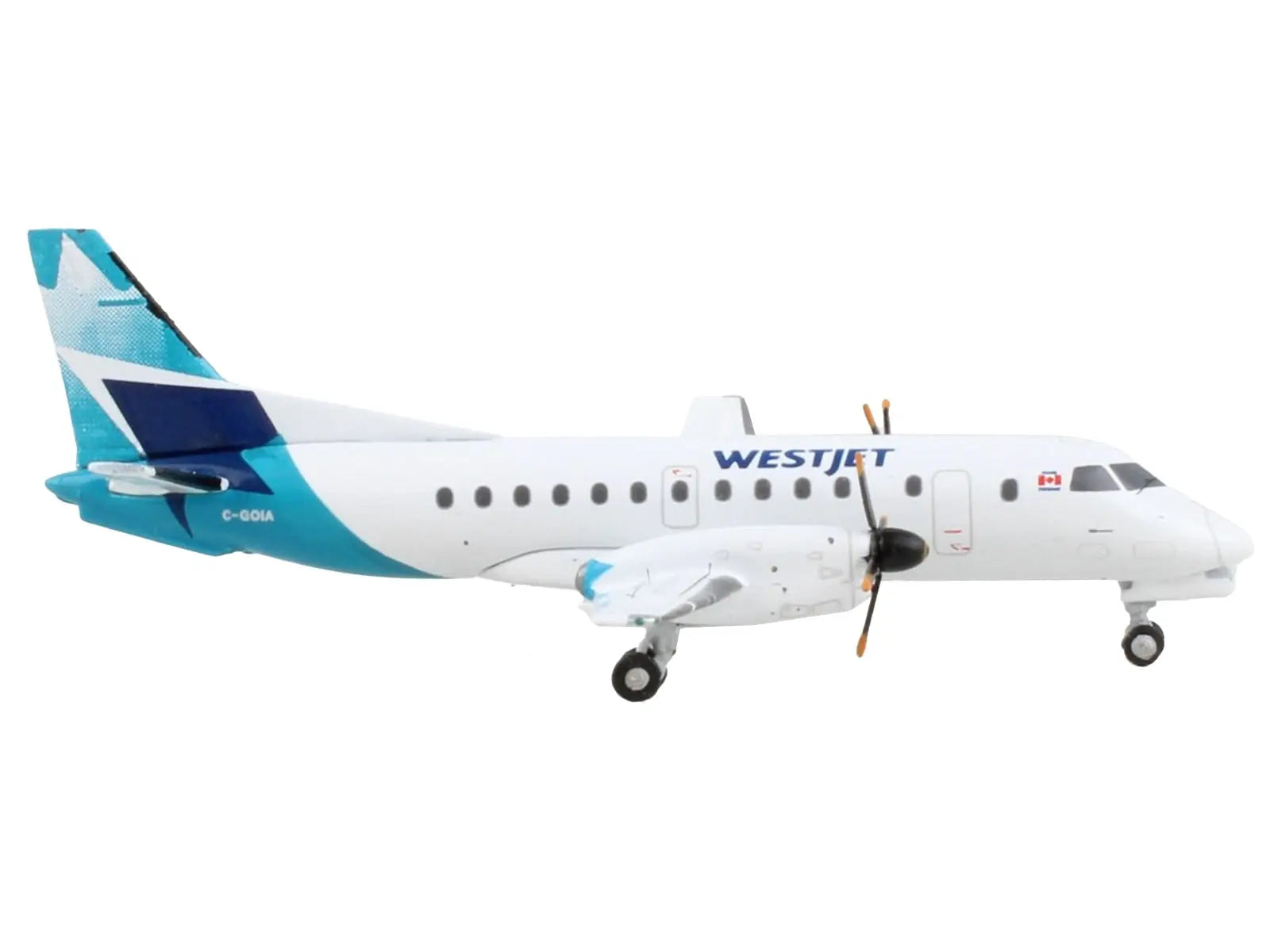 Saab 340B Commercial Aircraft "WestJet Airlines" White with Blue Tail 1/400 Diecast Model Airplane by GeminiJets GeminiJets