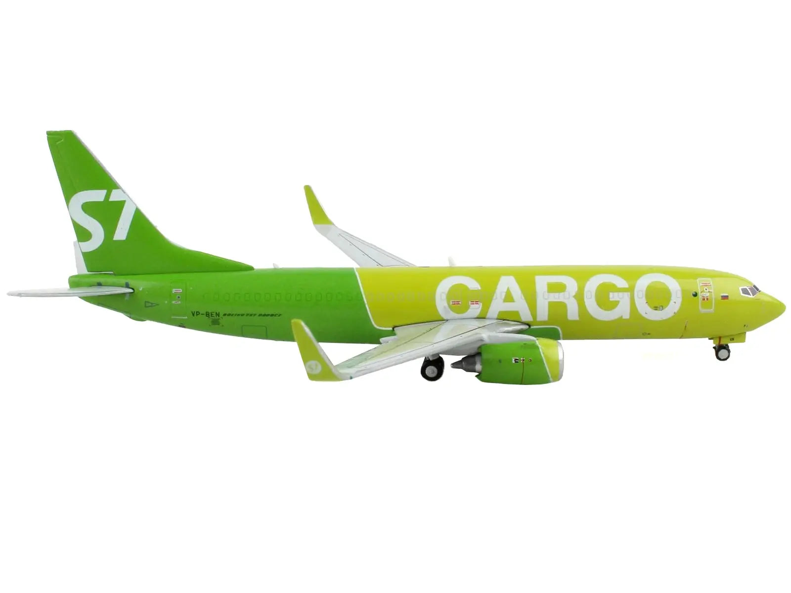 Boeing 737-800BCF Commercial Aircraft "S7 Airlines Cargo" Green 1/400 Diecast Model Airplane by GeminiJets GeminiJets