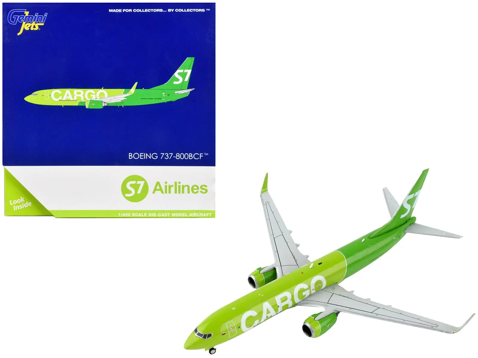 Boeing 737-800BCF Commercial Aircraft "S7 Airlines Cargo" Green 1/400 Diecast Model Airplane by GeminiJets GeminiJets