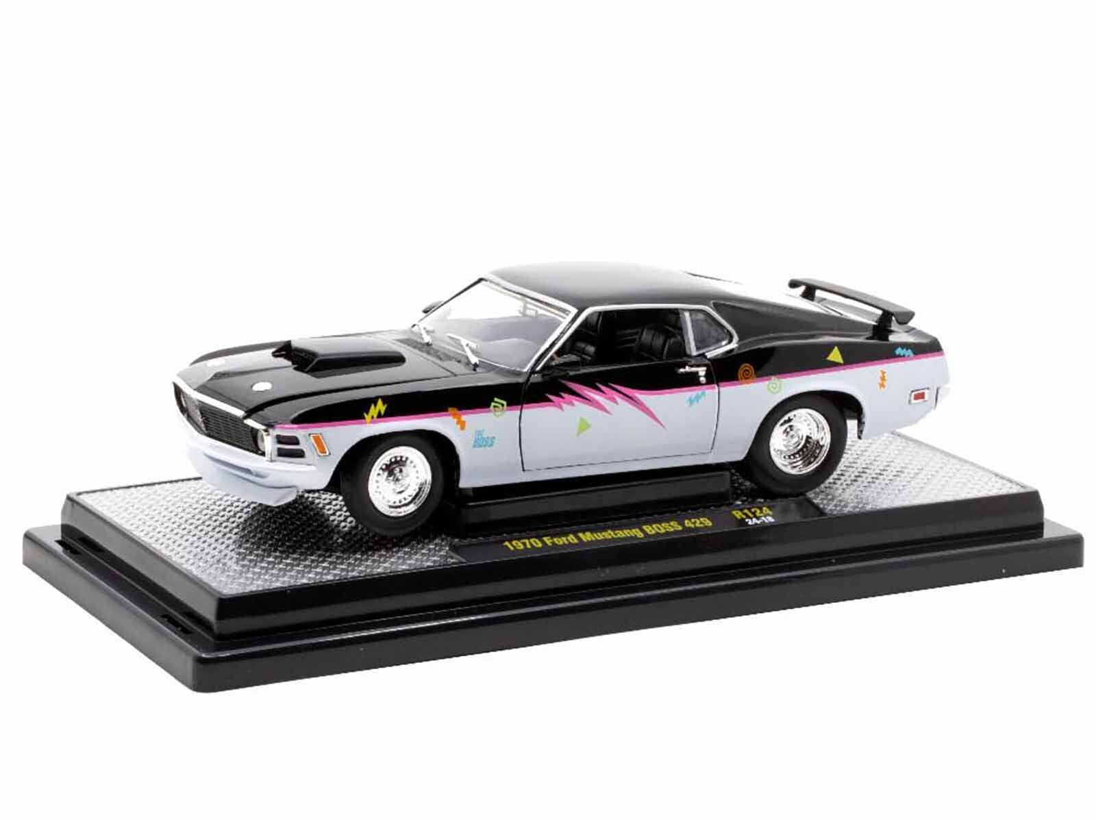 1970 Ford Mustang BOSS 429 "Pro Street" Black and Gray with Graphics Limited Edition to 6650 pieces Worldwide 1/24 Diecast Model Car by M2 Machines M2