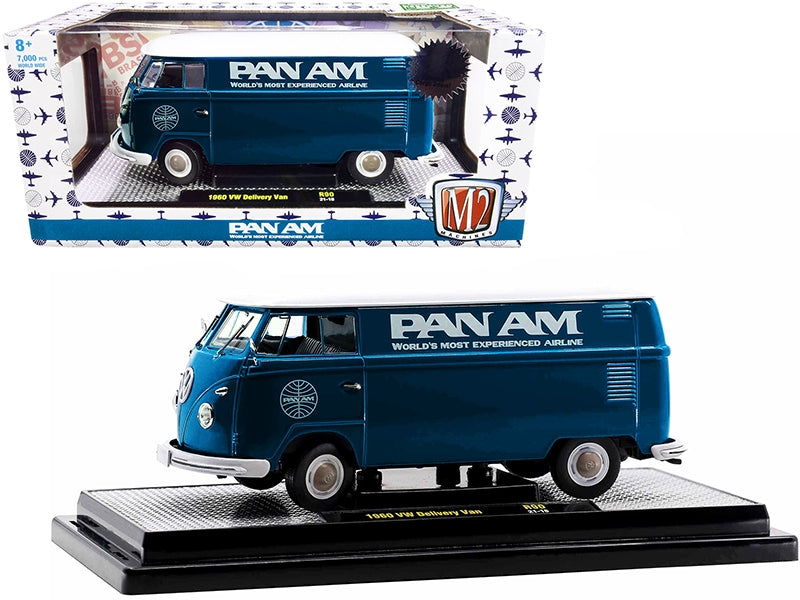 1960 Volkswagen Delivery Van "Pan Am" Turquoise with White Top Limited Edition to 7000 pieces Worldwide 1/24 Diecast Model by M2 Machines M2