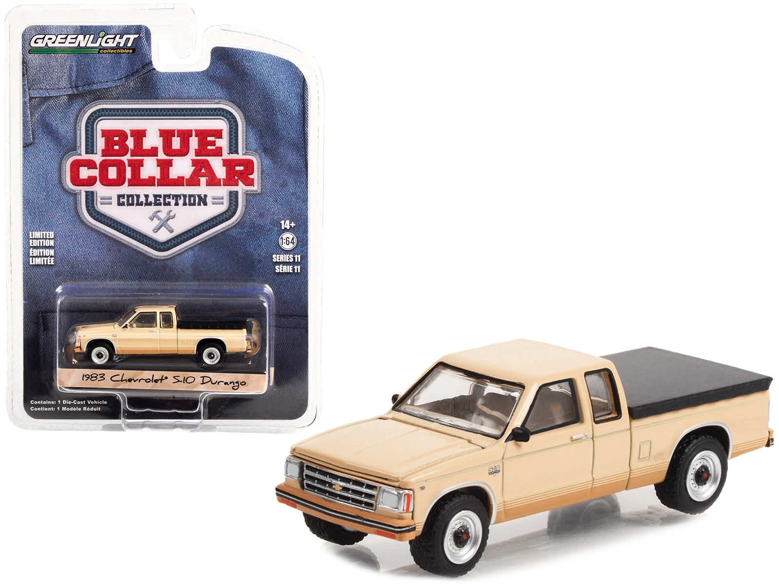 1983 Chevrolet S-10 Durango Pickup Truck Tan with Brown Stripes and Black Bed Cover "Blue Collar Collection" Series 11 1/64 Diecast Model Car by Greenlight Greenlight