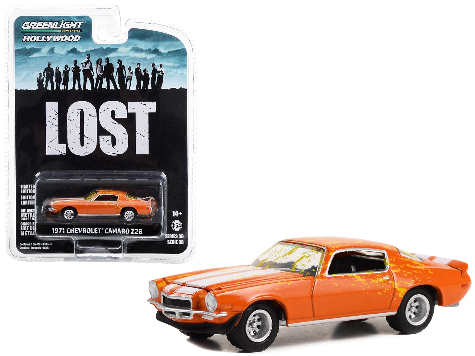 1971 Chevrolet Camaro Z/28 Orange with White Stripes (Dirty Version) "Lost" (2004-2010) TV Series "Hollywood Series" Release 38 1/64 Diecast Model Car by Greenlight Greenlight