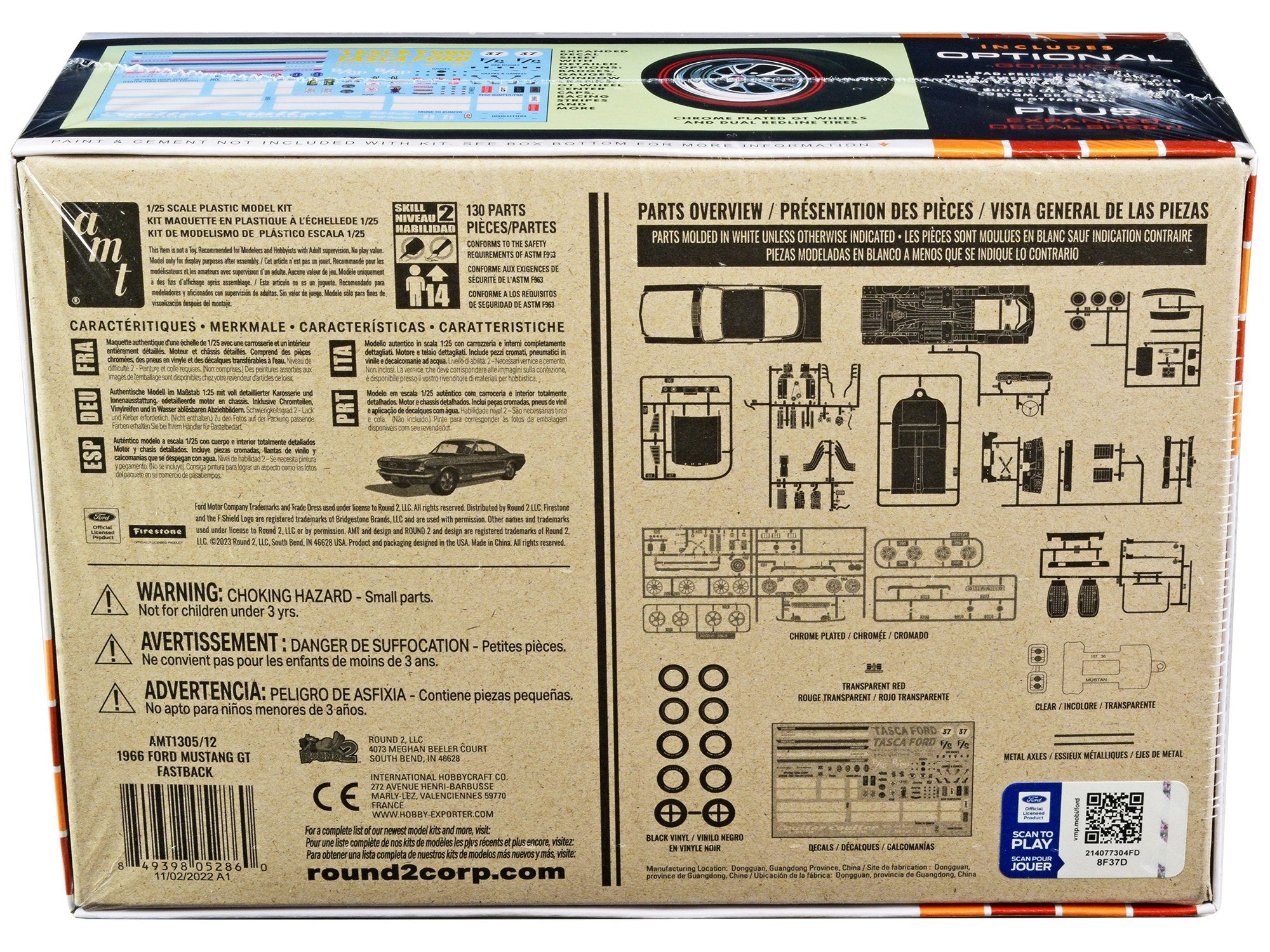 Skill 2 Model Kit 1966 Ford Mustang GT Fastback 1/25 Scale Model by AMT AMT