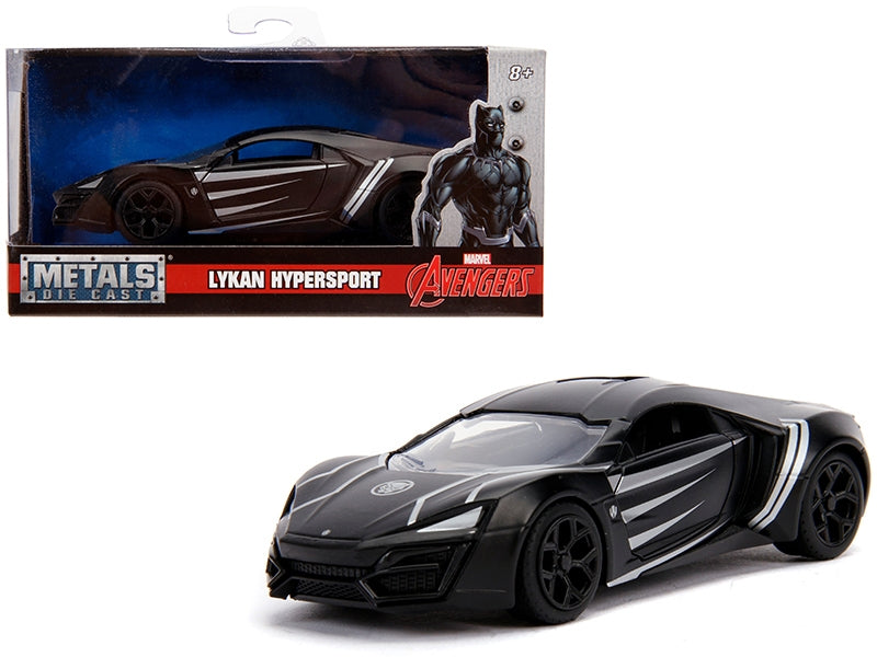 Lykan Hypersport Matt Black "Black Panther" Theme "Avengers" "Marvel" Series 1/32 Diecast Model Car by Jada Jada