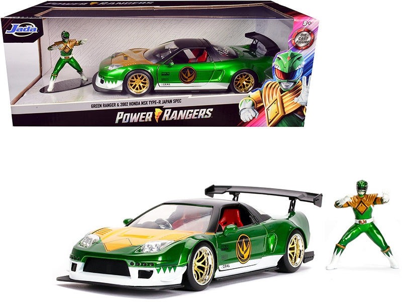 2002 Honda NSX Type-R Japan Spec RHD (Right Hand Drive) and Green Ranger Diecast Figurine "Power Rangers" 1/24 Diecast Model Car by Jada Jada