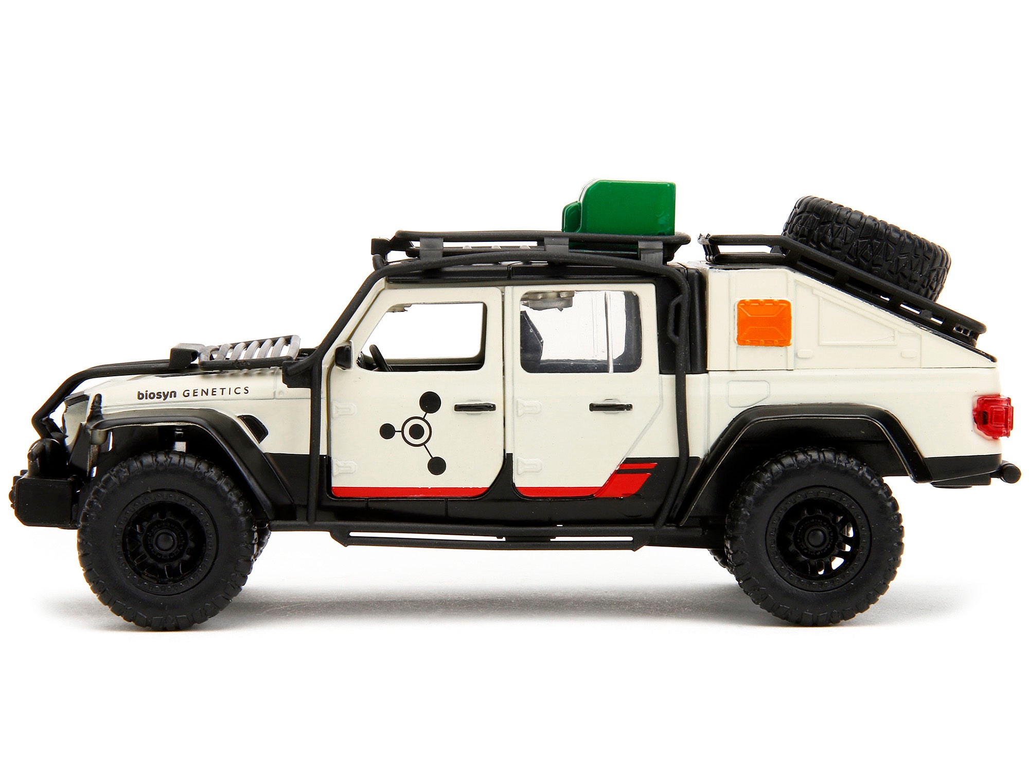 Jeep Gladiator Pickup Truck with Equipment Shell Beige with Graphics "Biosyn Genetics" "Jurassic World Dominion" (2022) Movie "Hollywood Rides" Series 1/32 Diecast Model Car by Jada Jada