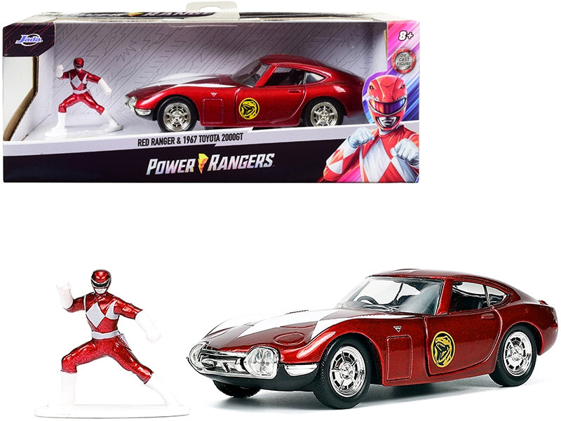 1967 Toyota 2000GT RHD (Right Hand Drive) Red Metallic and Red Ranger Diecast Figurine "Power Rangers" "Hollywood Rides" Series 1/32 Diecast Model Car by Jada Jada