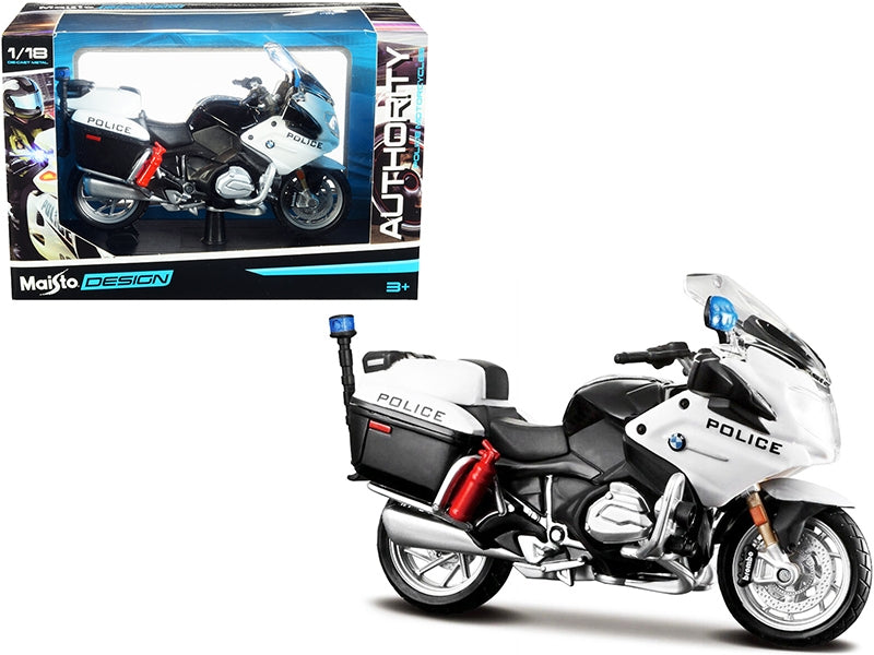 BMW R1200RT "U.S. Police" White "Authority Police Motorcycles" Series with Plastic Display Stand 1/18 Diecast Motorcycle Model by Maisto Maisto