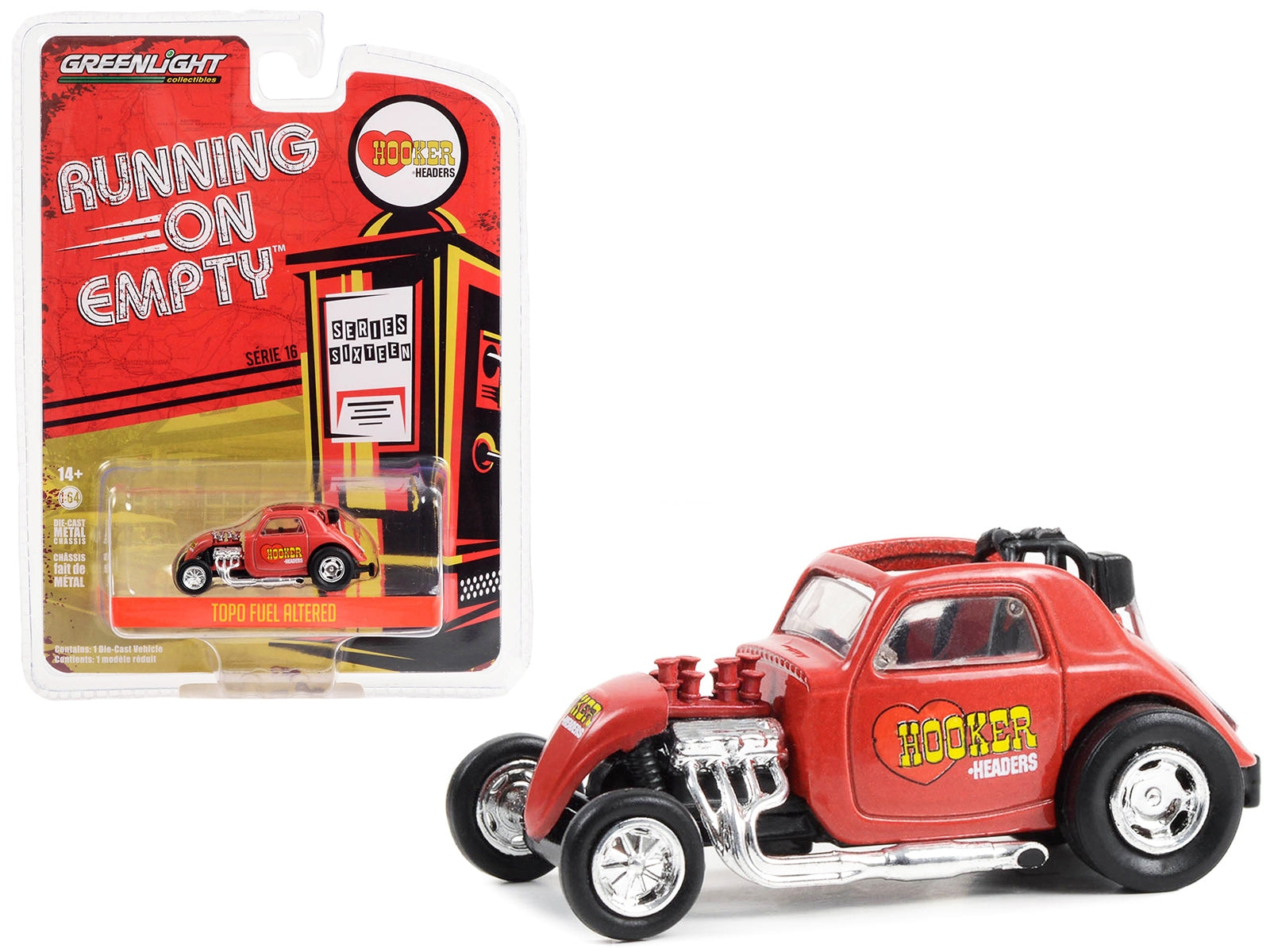 Topo Fuel Altered Dragster Red "Hooker Headers" "Running on Empty" Series 16 1/64 Diecast Model Car by Greenlight Greenlight