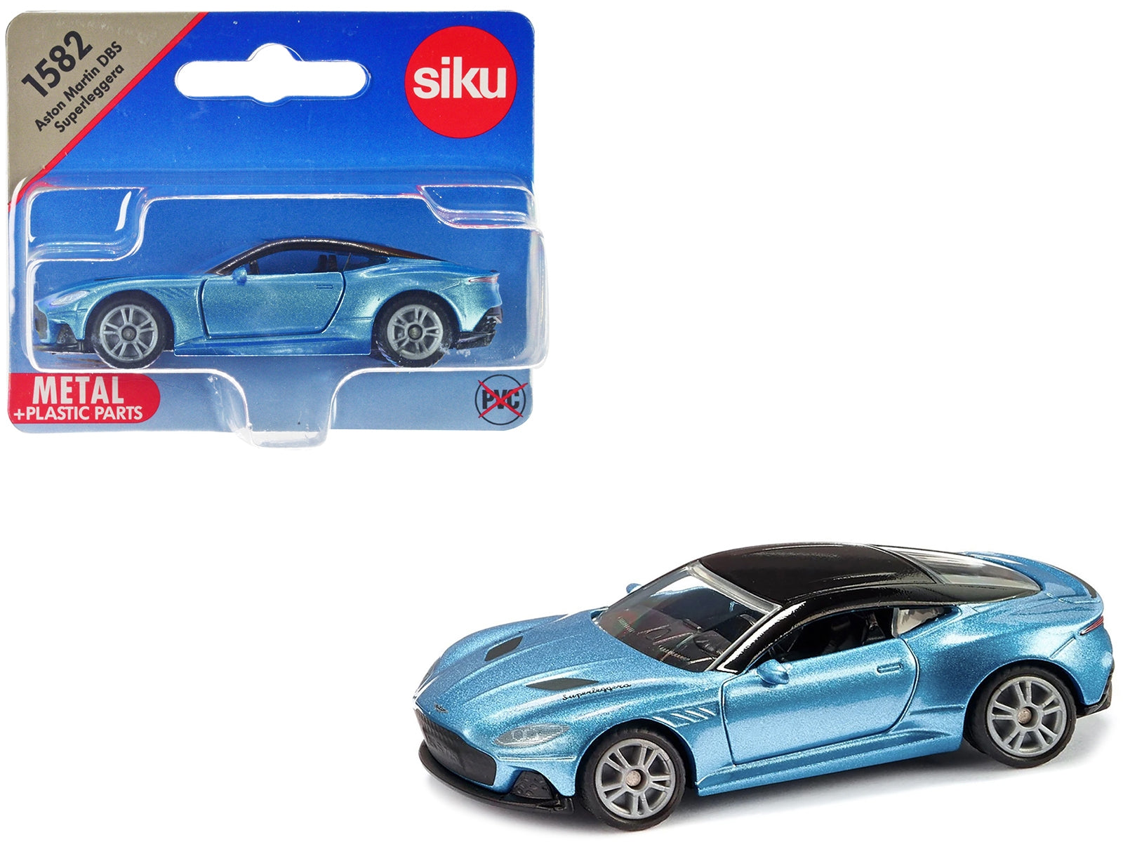 Aston Martin DBS Superleggera Blue Metallic with Black Top Diecast Model Car by Siku SIKU