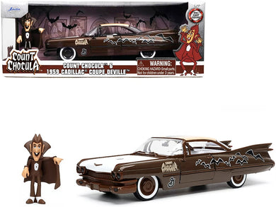 1959 Cadillac Coupe DeVille Brown and White with Graphics and Count Chocula Diecast Figurine 