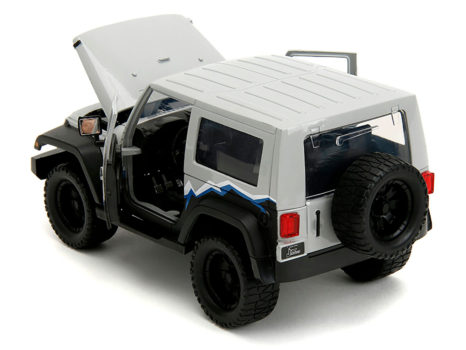 2007 Jeep Wrangler Gray and Black with Blue and White Stripes with Extra Wheels "Just Trucks" Series 1/24 Diecast Model Car by Jada Jada