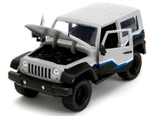 Load image into Gallery viewer, 2007 Jeep Wrangler Gray and Black with Blue and White Stripes with Extra Wheels &quot;Just Trucks&quot; Series 1/24 Diecast Model Car by Jada Jada
