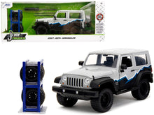 Load image into Gallery viewer, 2007 Jeep Wrangler Gray and Black with Blue and White Stripes with Extra Wheels &quot;Just Trucks&quot; Series 1/24 Diecast Model Car by Jada Jada
