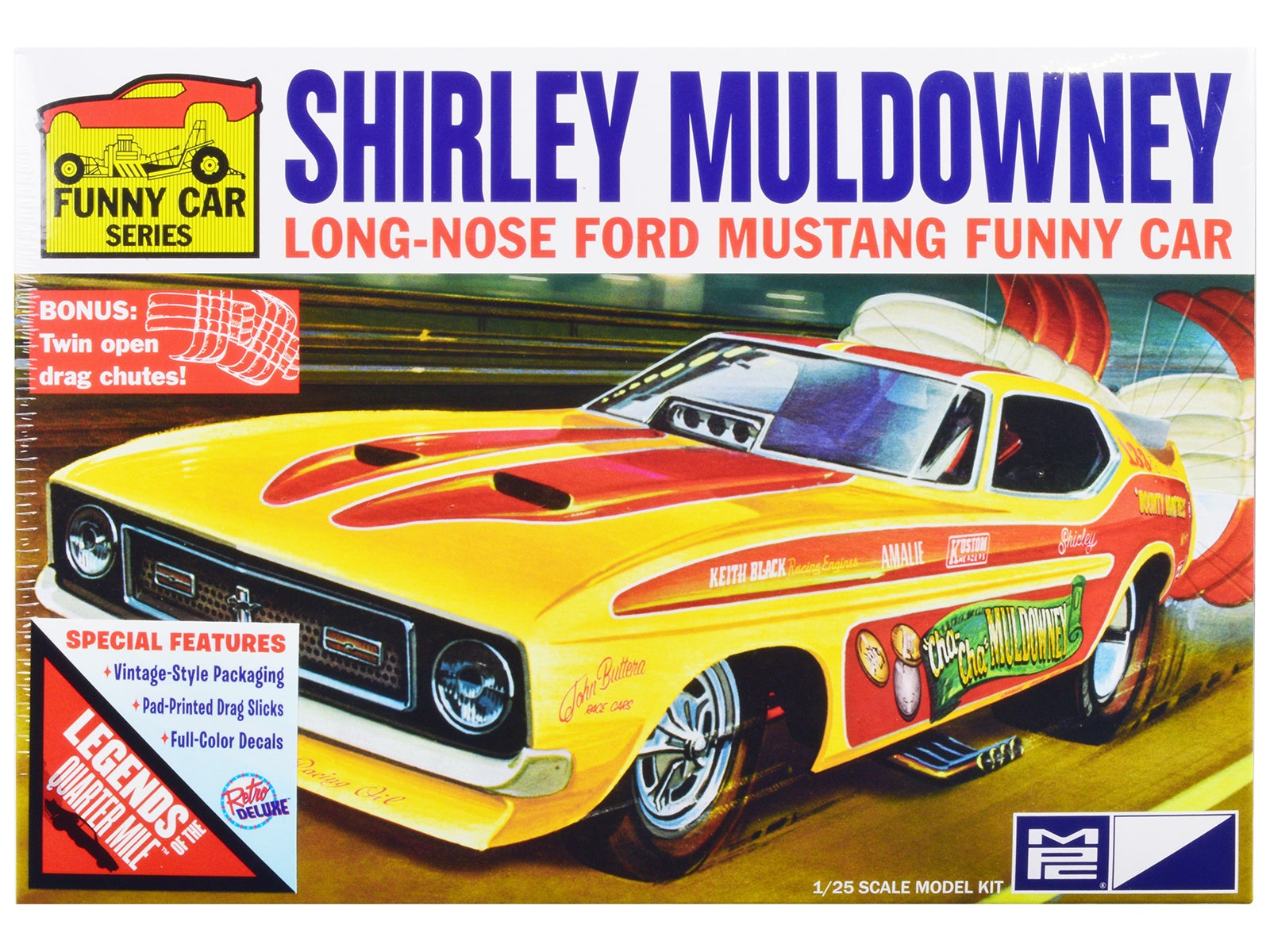 Skill 2 Model Kit Ford Mustang Long Nose Funny Car "Shirley Muldowney" 1/25 Scale Model by MPC MPC