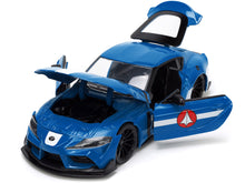 Load image into Gallery viewer, 2020 Toyota Supra Blue with Graphics and Max Sterling Diecast Figurine &quot;Robotech&quot; &quot;Hollywood Rides&quot; Series 1/24 Diecast Model Car by Jada Jada
