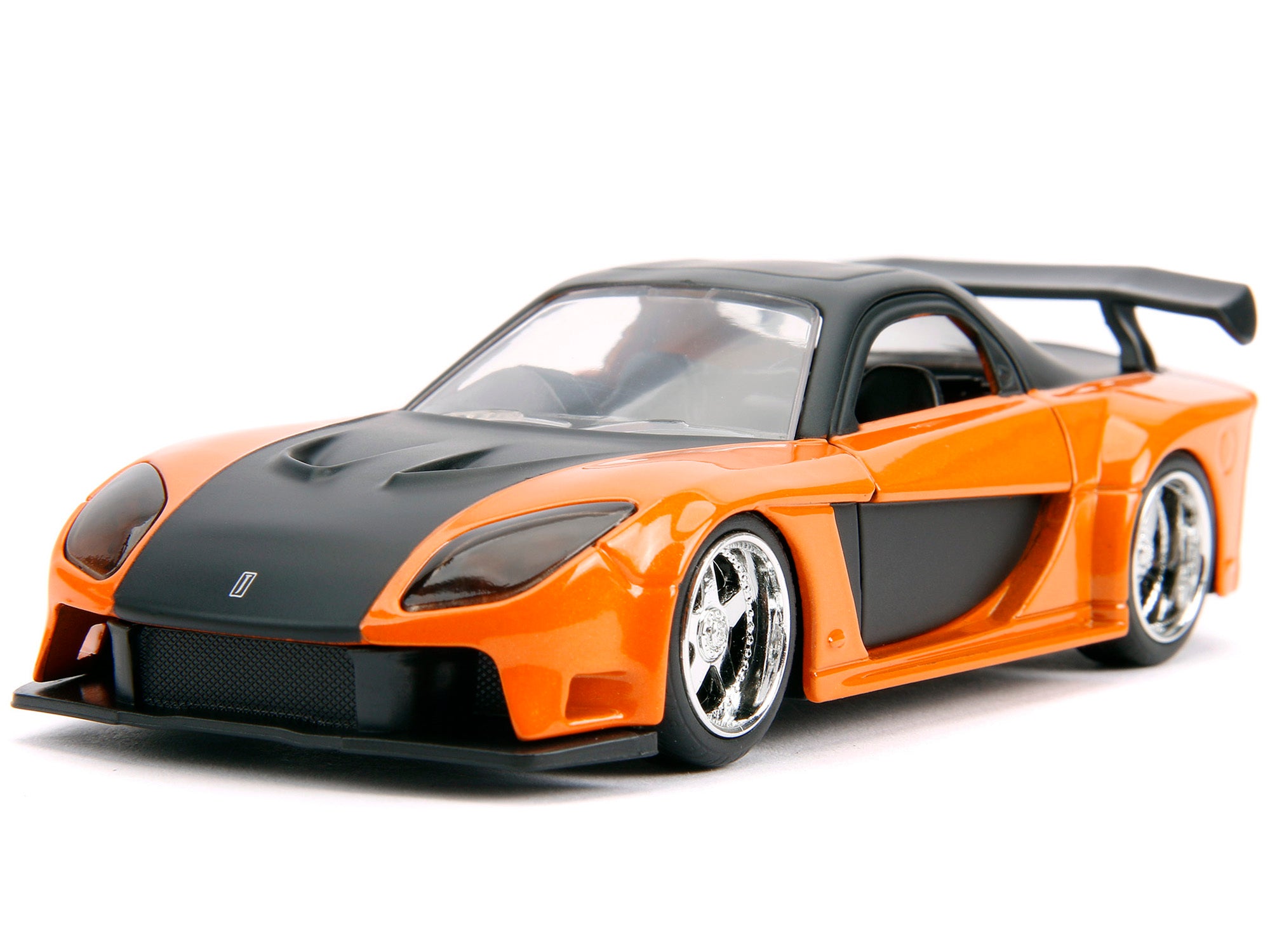 Han's Mazda RX-7 Orange Metallic and Matt Black and Toyota GR Supra Orange Metallic with Black Hood Set of 2 pieces "Fast & Furious" Series 1/32 Diecast Model Cars by Jada Jada