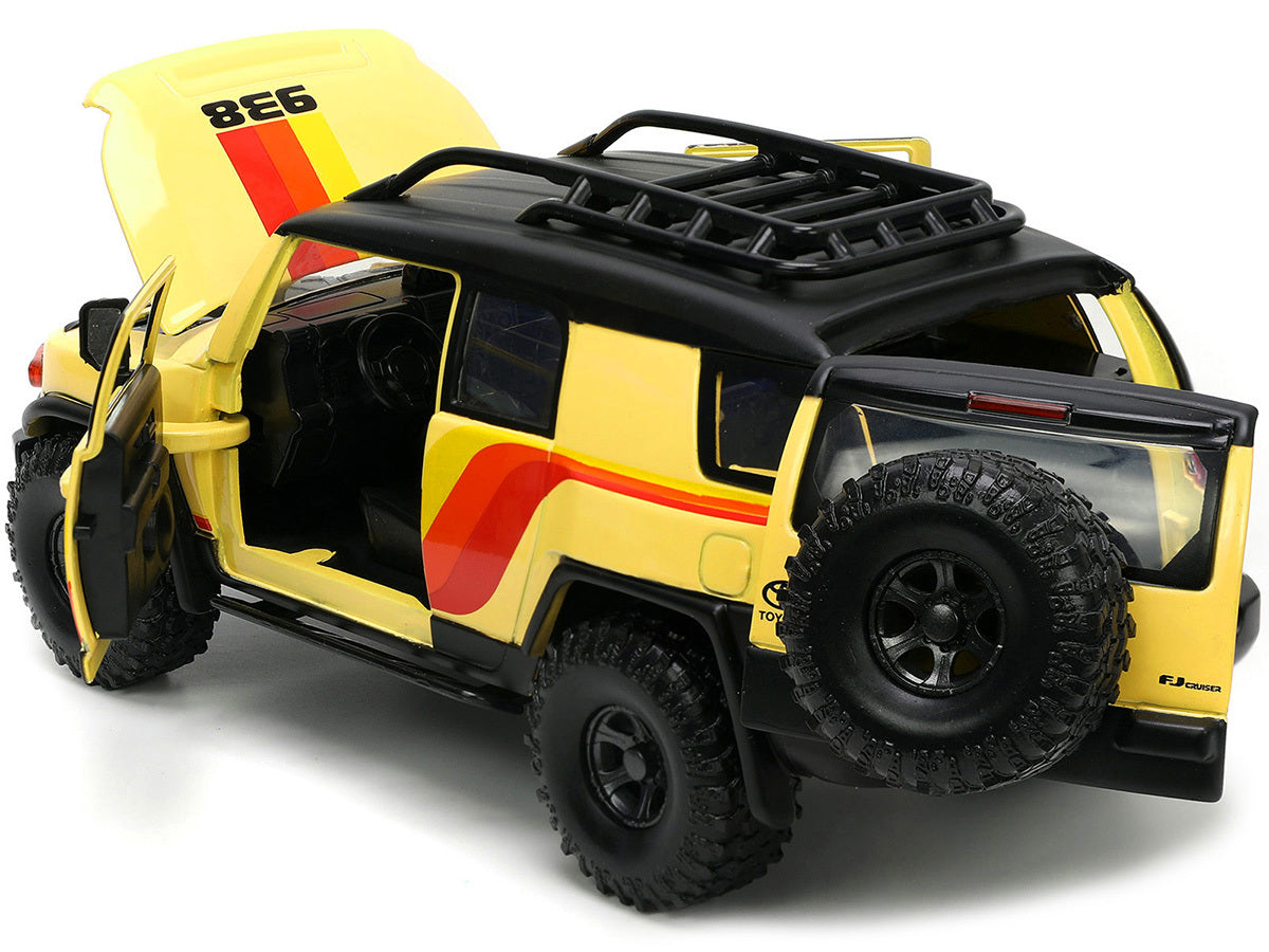 Toyota FJ Cruiser #938 Cream with Matt Black Top with Roof Rack and Stripes "KC Hilites" with Extra Wheels "Just Trucks" Series 1/24 Diecast Model Car by Jada Jada