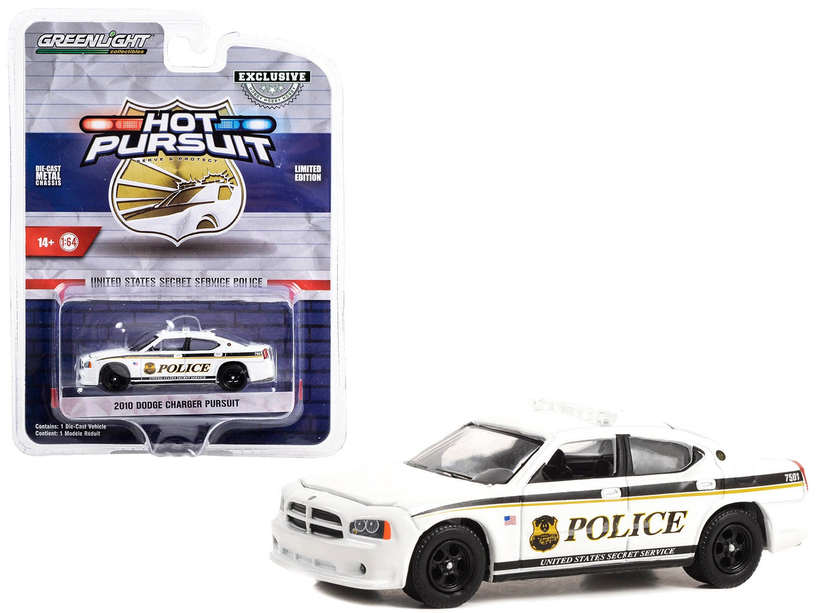 2010 Dodge Charger Pursuit White "United States Secret Service Police" Washington DC "Hot Pursuit" Special Edition 1/64 Diecast Model Car by Greenlight Greenlight