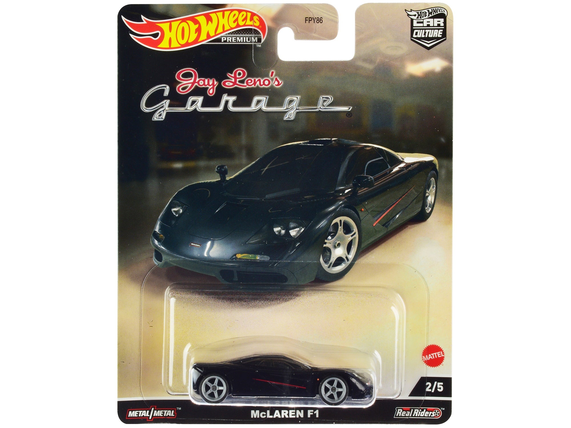 McLaren F1 Black with Red Stripes "Jay Leno's Garage" Diecast Model Car by Hot Wheels Hotwheels