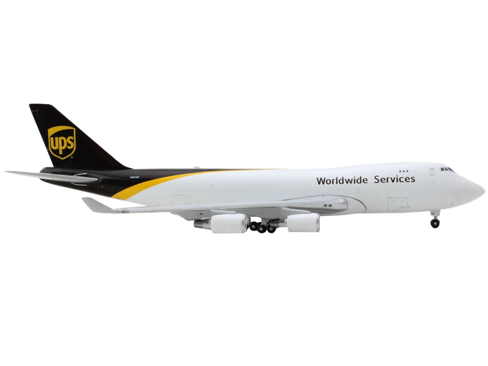 Boeing 747-400F Commercial Aircraft "UPS Worldwide Services" White with Brown Tail 1/400 Diecast Model Airplane by GeminiJets GeminiJets