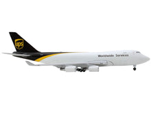 Load image into Gallery viewer, Boeing 747-400F Commercial Aircraft &quot;UPS Worldwide Services&quot; White with Brown Tail 1/400 Diecast Model Airplane by GeminiJets GeminiJets
