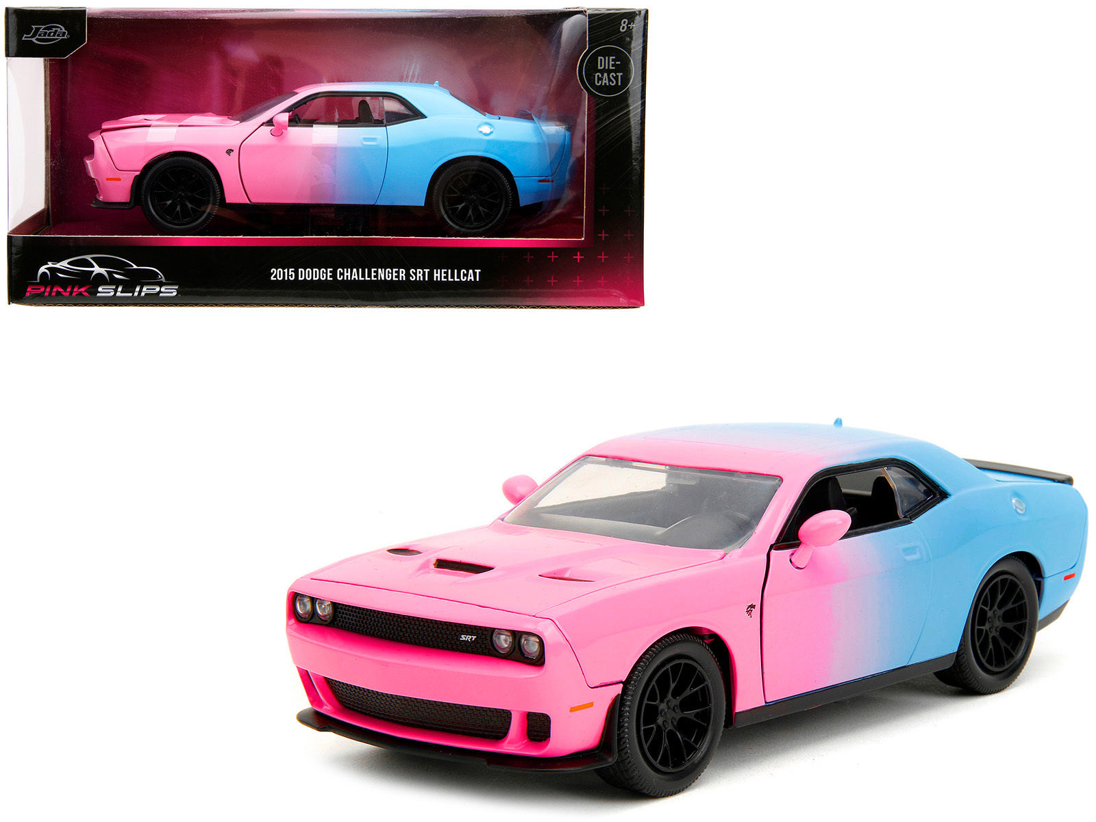 2015 Dodge Challenger SRT Hellcat Pink and Blue "Pink Slips" Series 1/24 Diecast Model Car by Jada Jada