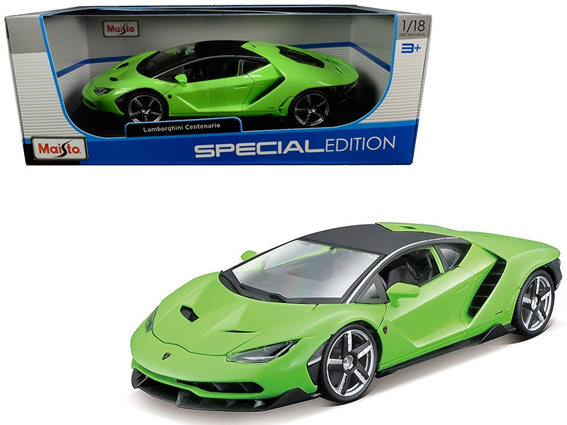 Lamborghini Centenario Lime Green with Matt Black Top 1/18 Diecast Model Car by Maisto Maisto