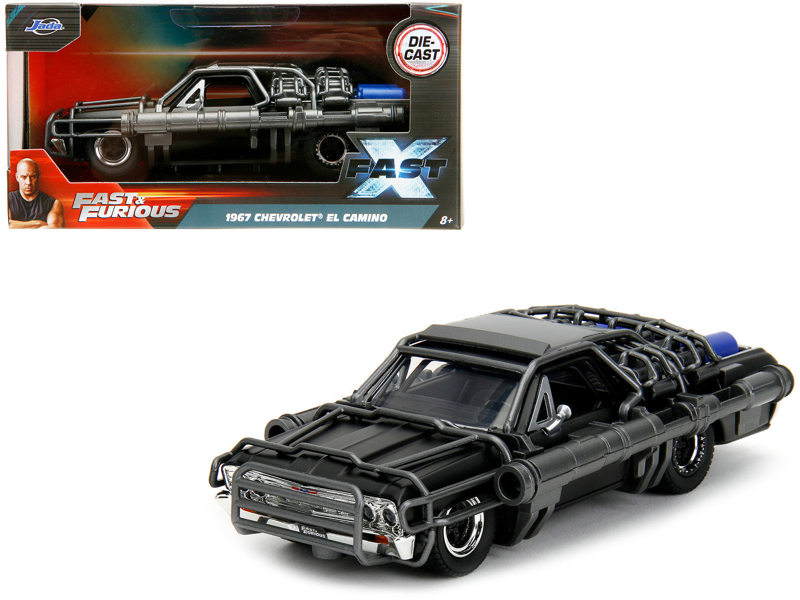 1967 Chevrolet El Camino with Cannons Matt Black "Fast X" (2023) Movie "Fast & Furious" Series 1/32 Diecast Model Car by Jada Jada