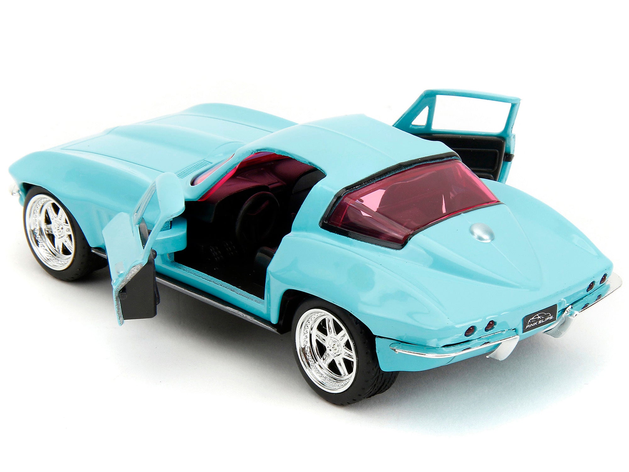 1966 Chevrolet Corvette Light Blue with Pink Tinted Windows "Pink Slips" Series 1/32 Diecast Model Car by Jada Jada