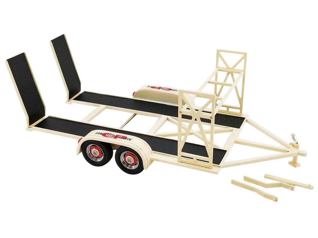 Tandem Car Trailer with Tire Rack Beige 