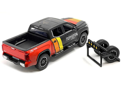 2023 Toyota Tundra TRD 4x4 Pickup Truck Black and Red with Stripes with Sunroof and Wheel Rack Limited Edition to 2400 pieces Worldwide 1/24 Diecast Model Car Other