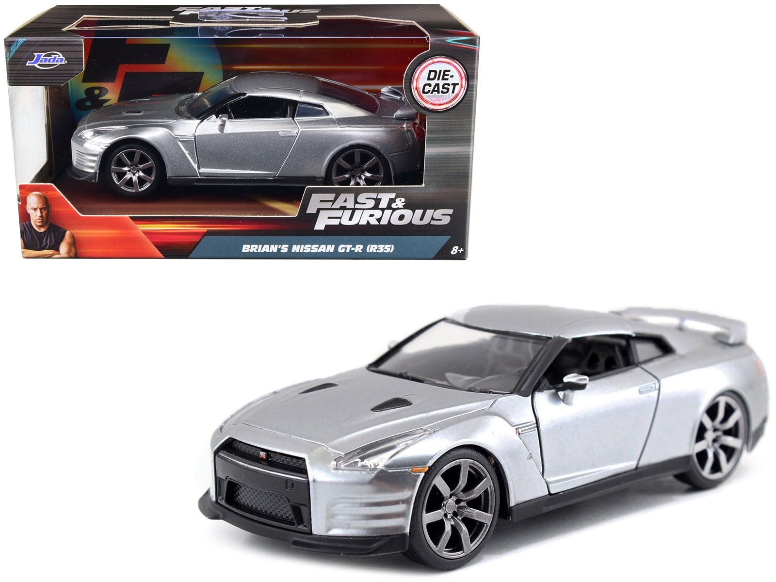 Brian's Nissan GT-R (R35) Silver Metallic "Fast & Furious" Movie 1/32 Diecast Model Car by Jada Jada