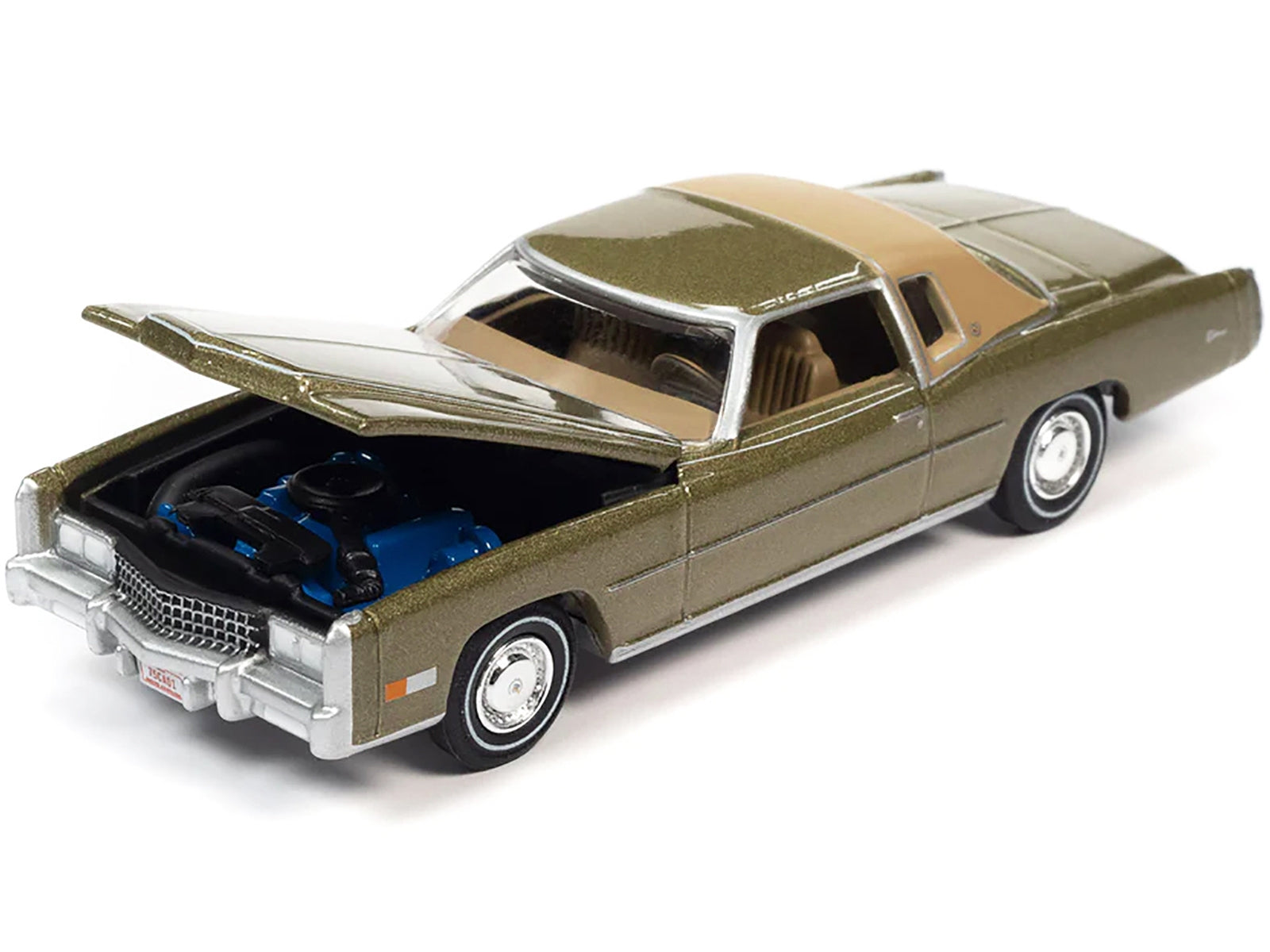 1975 Cadillac Eldorado Tarragon Gold Metallic with Rear Section of Roof Sandalwood Tan "Luxury Cruisers" Limited Edition to 14910 pieces Worldwide 1/64 Diecast Model Car by Auto World Autoworld