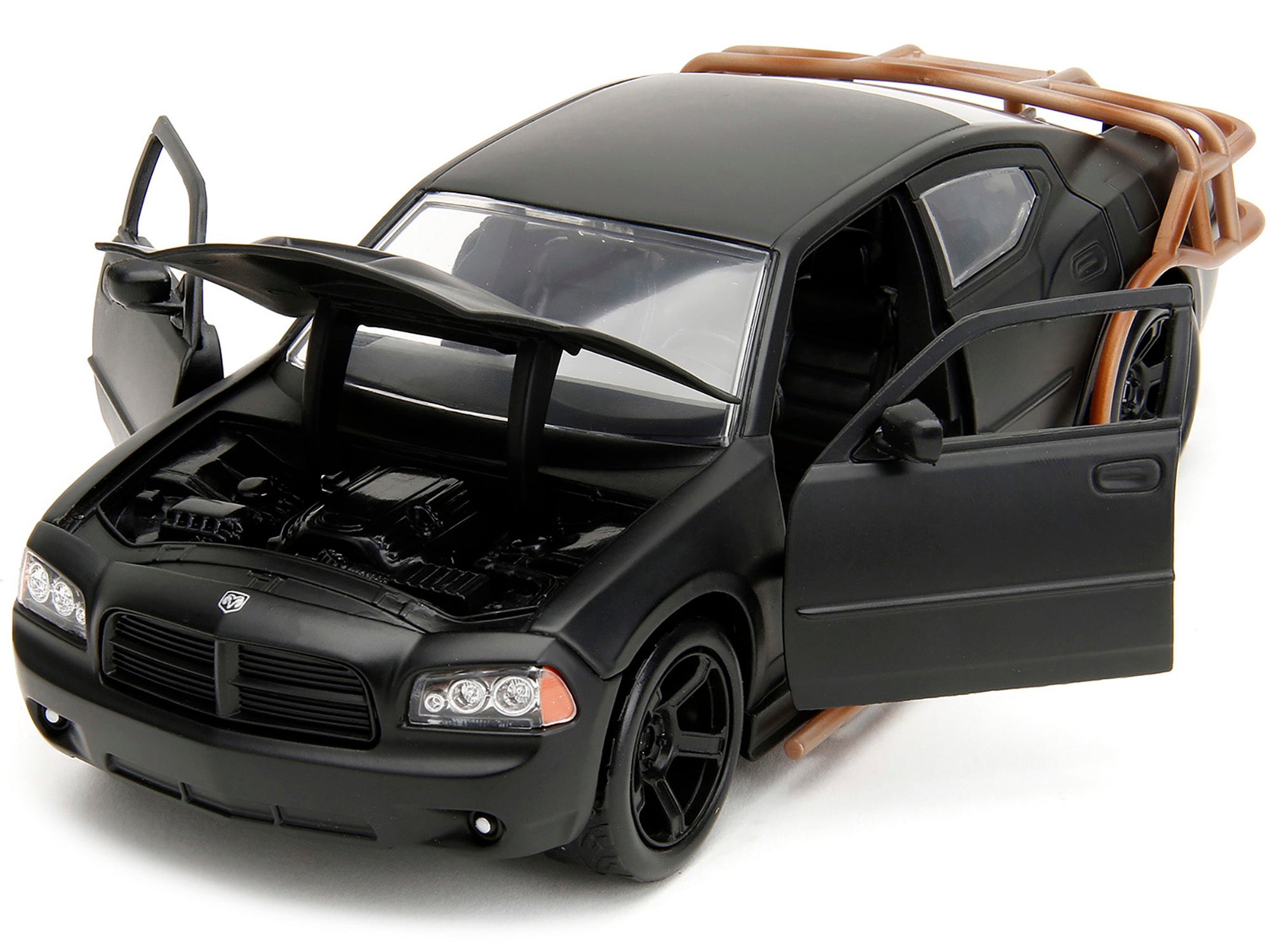 2006 Dodge Charger Matt Black with Outer Cage "Fast & Furious" Movie 1/24 Diecast Model Car by Jada Jada