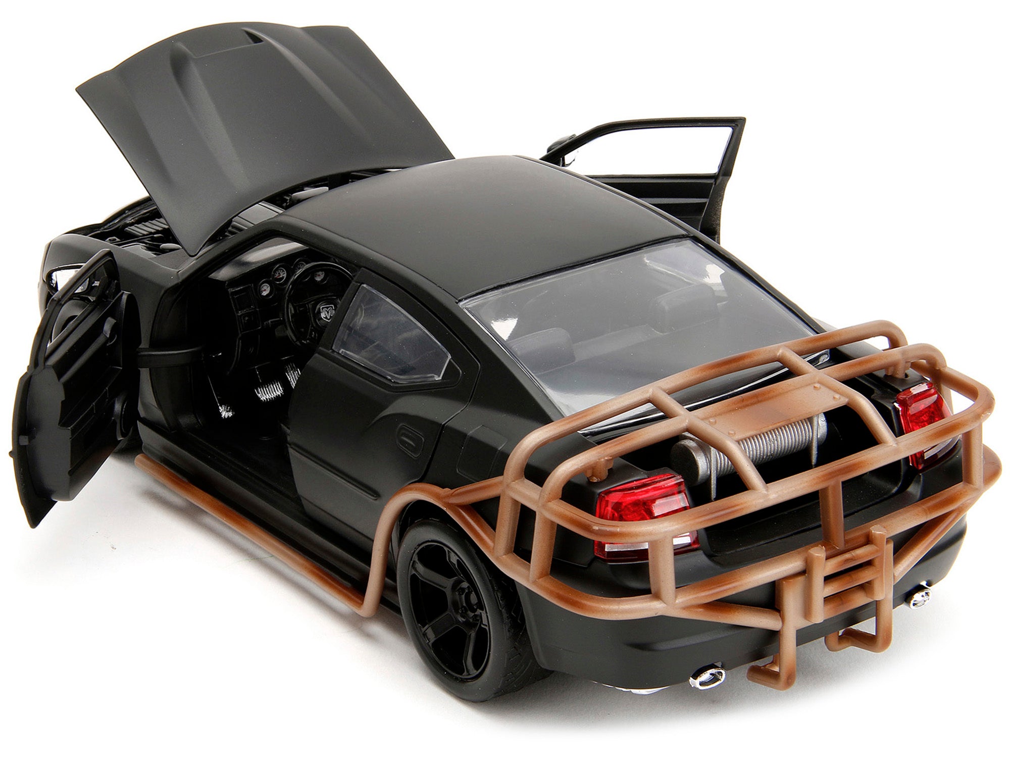 2006 Dodge Charger Matt Black with Outer Cage "Fast & Furious" Movie 1/24 Diecast Model Car by Jada Jada