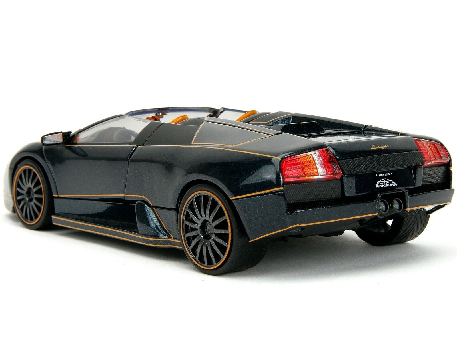 Lamborghini Murcielago Roadster Black Metallic with Orange Interior "Pink Slips" Series 1/24 Diecast Model Car by Jada Jada