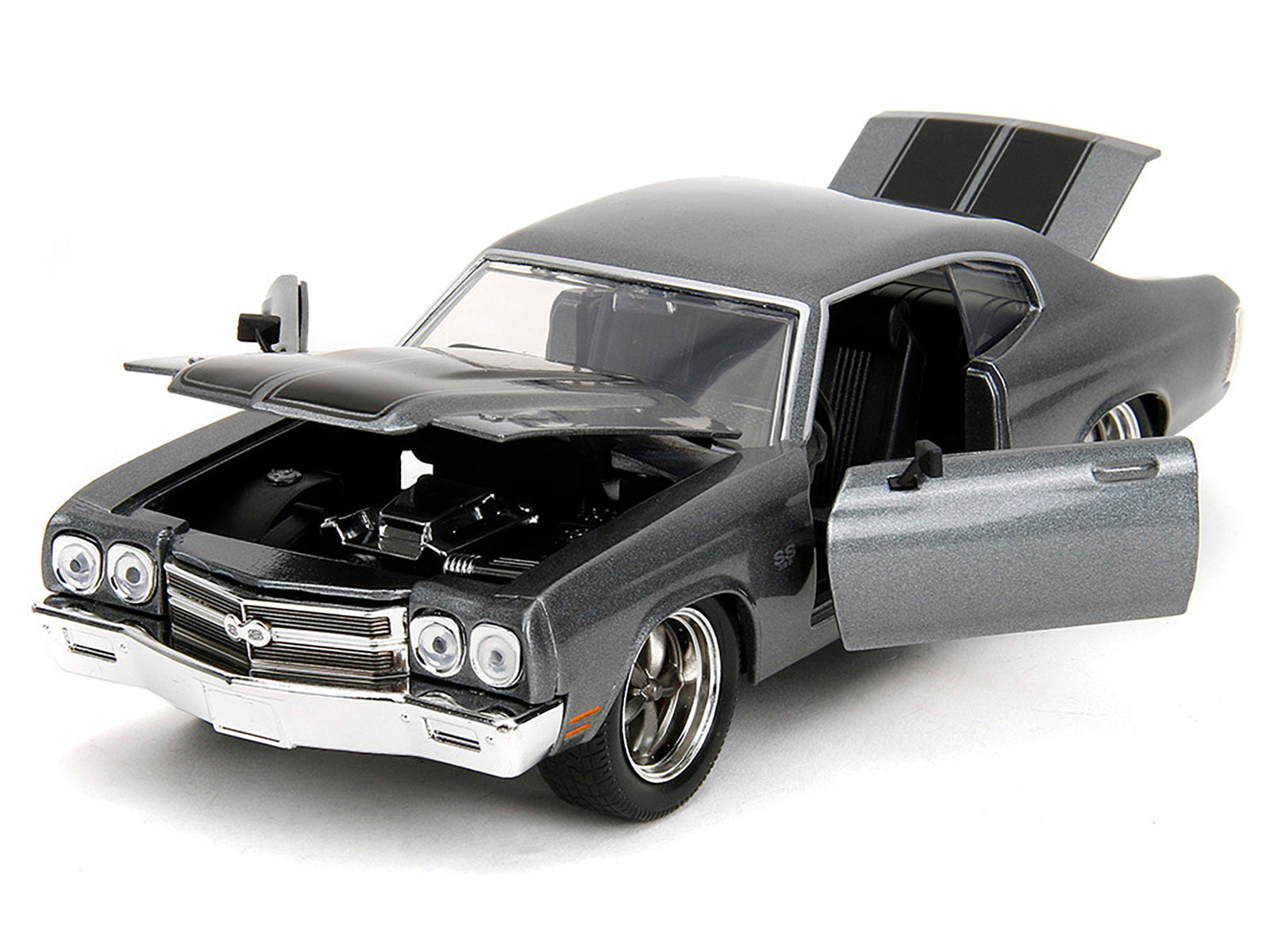 1970 Chevrolet Chevelle SS Gray Metallic with Black Stripes "Fast & Furious" (2009) Movie "Fast & Furious" Series 1/24 Diecast Model Car by Jada Jada