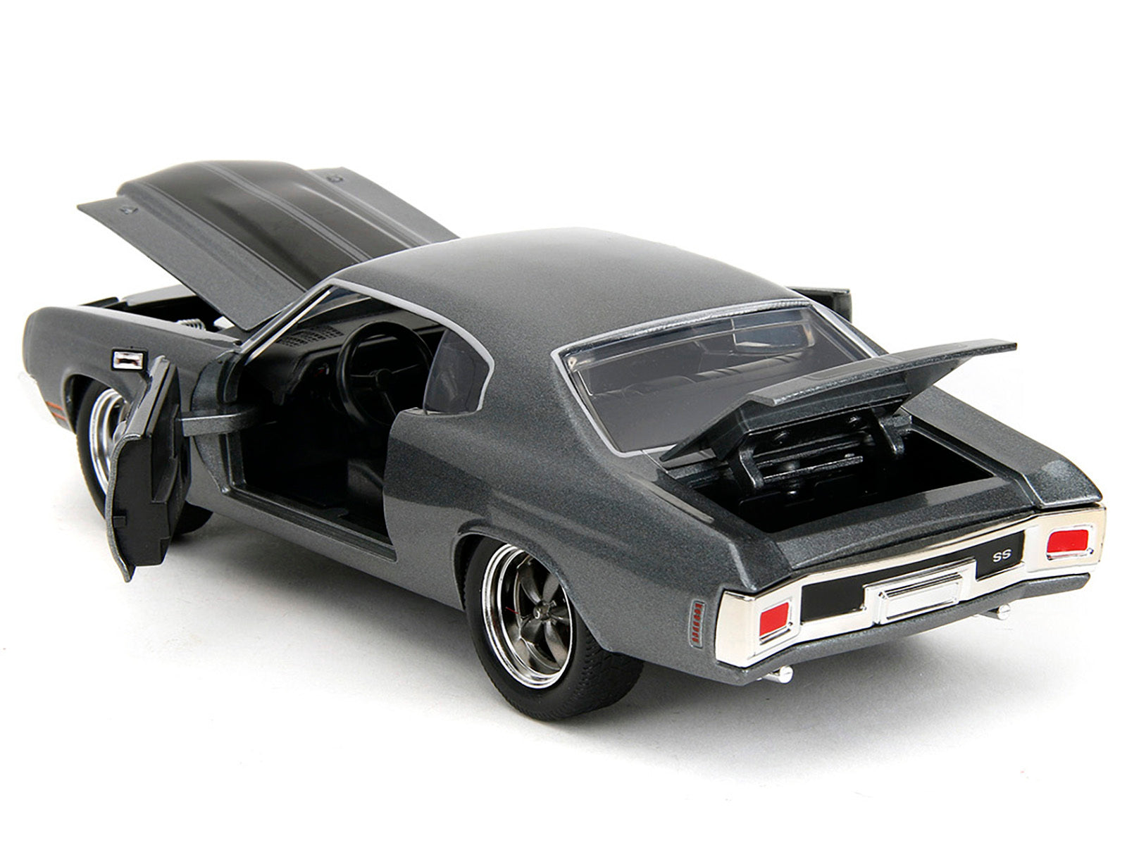 1970 Chevrolet Chevelle SS Gray Metallic with Black Stripes "Fast & Furious" (2009) Movie "Fast & Furious" Series 1/24 Diecast Model Car by Jada Jada