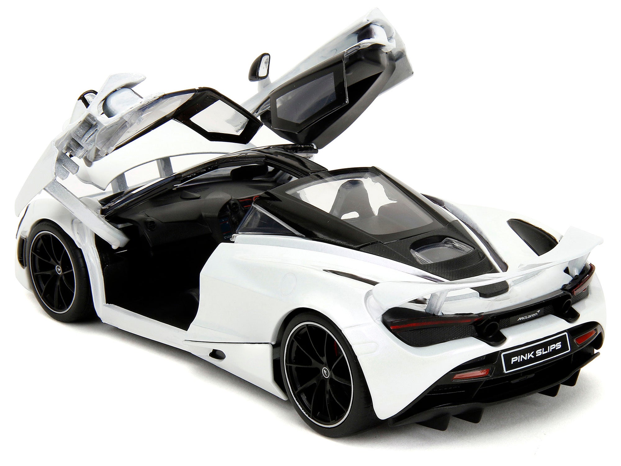 McLaren 720S White Metallic with Black Top "Pink Slips" Series 1/24 Diecast Model Car by Jada Jada