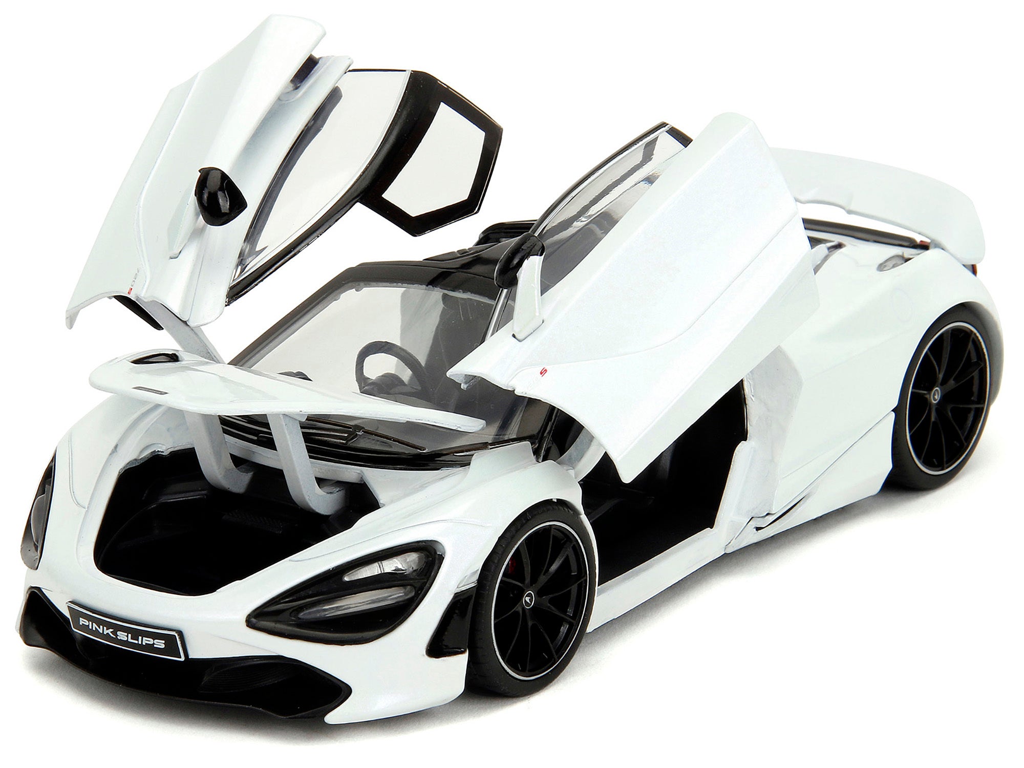 McLaren 720S White Metallic with Black Top "Pink Slips" Series 1/24 Diecast Model Car by Jada Jada