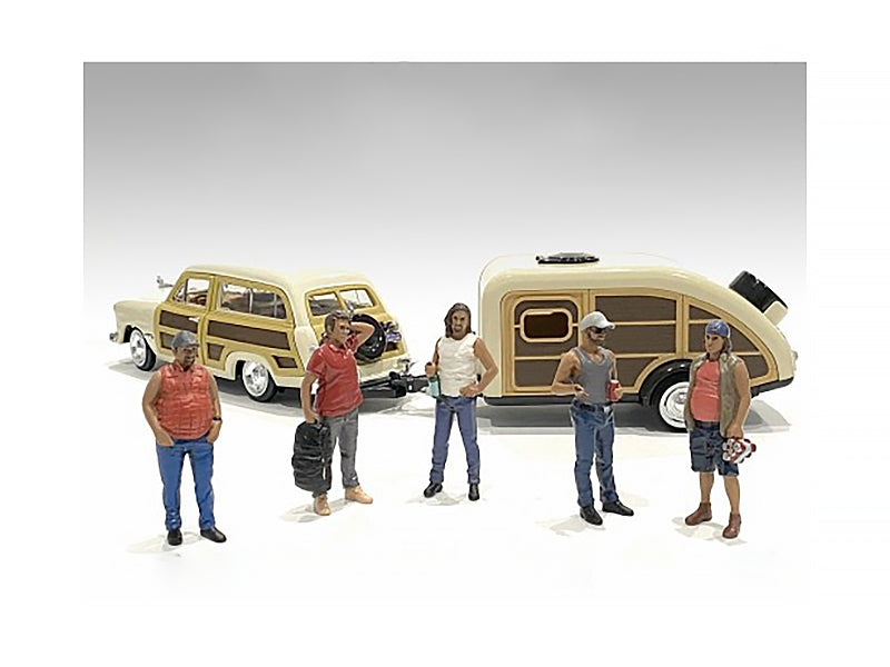 "Campers" Series 5 piece Figure Set for 1/24 Scale Models by American Diorama American Diorama